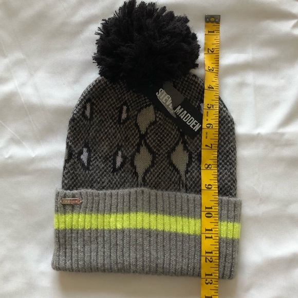 Steve Madden Snake Print & Neon Beanie Pom Hat - Picture 8 of 12